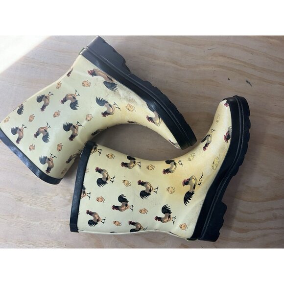 Western Chief Womens Size 7 Chicken Roost Mid Cream Rain boot Waterproof Farm - Picture 2 of 5